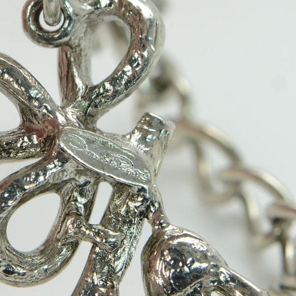 Oscar de la Renta Baguette Crystal Silver Necklace - Picture 6 of 8